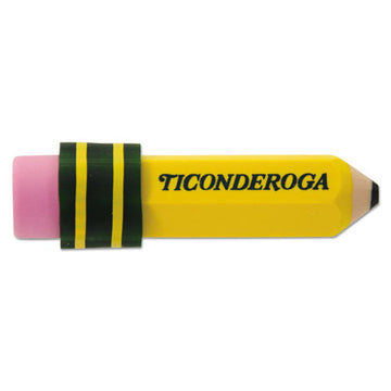 Ticonderoga® Shaped Eraser, For Pencil Marks, Pencil Shaped, Small, Yellow-green-pink, 36-box freeshipping - TVN Wholesale